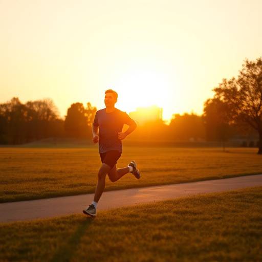Man jogging in a park at sunrise, illustrating the benefits of morning exercise.
