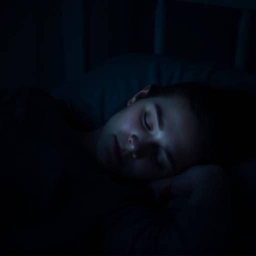 Person sleeping peacefully in a dark room, representing quality sleep.