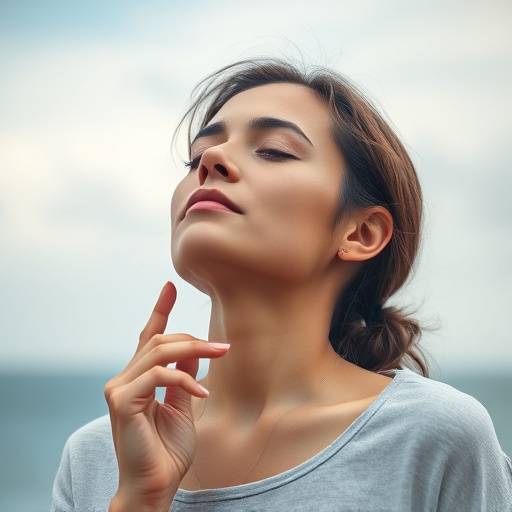 Woman practicing deep breathing exercises outdoors